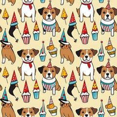 illustrated dogs at a birthday party