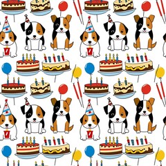 illustrated dogs at a birthday party