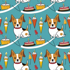 illustrated dogs at a birthday party