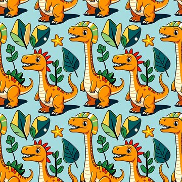 illustrated dinosaurs in a childlike style