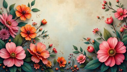 Intricate floral design subtly emerges on faded fabric , backdrop, pattern