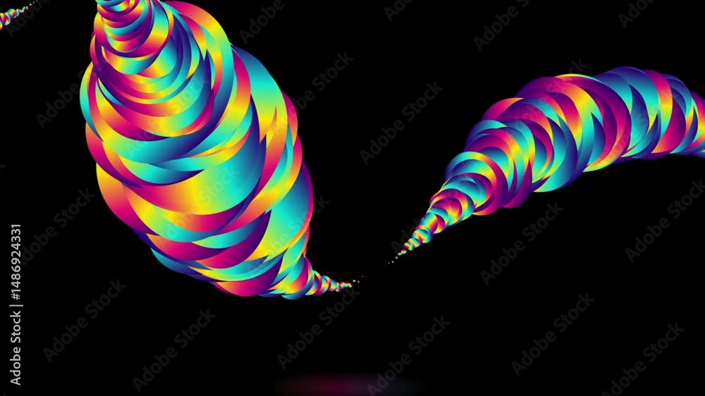 Poster colorful circles arranged in a 3d wave shape, abstract tech background. glowing retro concept motion