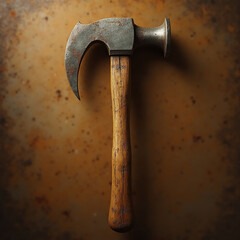 Antique Curved Claw Hammer with Wooden Handle &ndash; Rustic Hand Tool Close-Up