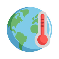 Earth with Thermometer - Climate Change Icon