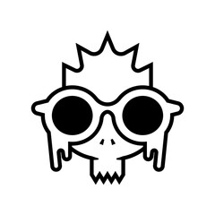symbol logo of a pointed skull head with melted glasses.eps