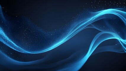 Abstract waving particle blue color technology
