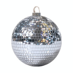 Fototapeta premium Sparkling Silver Disco Ball Isolated on Cyan
