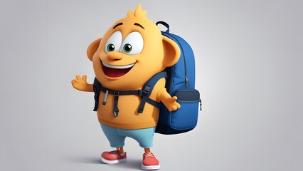 Fototapeta premium A cartoon character with a backpack