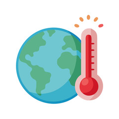 Earth with Thermometer - Climate Change Icon