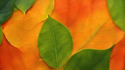 Obraz premium A colorful background with a green and orange leaf