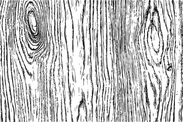 Detailed Black and White Wood Grain Pattern Vector Illustration Background