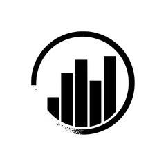 Circular bar chart icon representing business analytics, performance data, financial reports, and statistical visualization