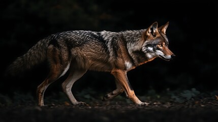 Wolf in dark forest