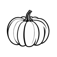 Simple Black and White Pumpkin Outline Vector Drawing