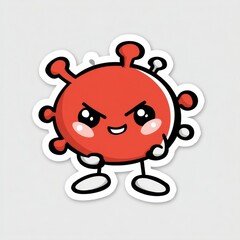 Obraz premium Cute Angry Coronavirus Cartoon Sticker