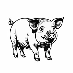 Obraz premium Farm Pig Vector Illustration with Detailed Shading