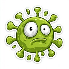 Fototapeta premium Sad Cartoon Coronavirus Sticker