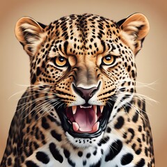 Obraz premium A leopard is staring at the camera with its mouth open