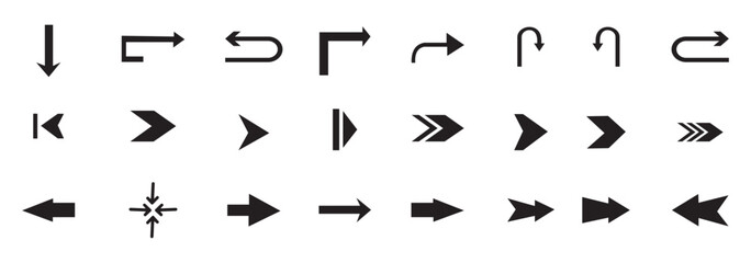Arrow icon Set. Collection different arrows sign. Black vector arrows , vector illustration. Beautiful arrow vector collections.