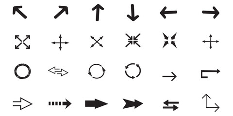 Arrows big black set icons. Arrow icon. Arrow vector collection. Arrow. Cursor. Modern simple arrows. Vector illustration. Variety arrow vector collections.