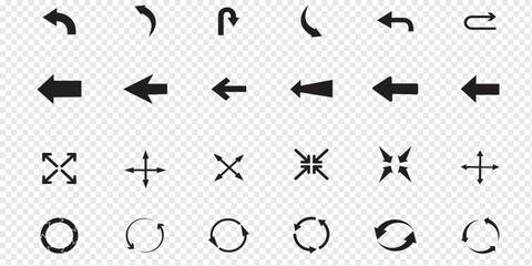 Arrows big black set icons. Arrow icon. Arrow vector collection. Arrow. Cursor. Modern simple arrows. Vector illustration. Variety arrow vector collections.