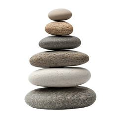 Sea Stone Pyramid Isolated on Transparent PNG Background. Concept of Calm, Peace, and Balance
