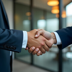 Businessman handshake for teamwork of business merger and acquisition, successful negotiate, hand shake, two businessman shake hand with partner to celebration partnership and business deal concept