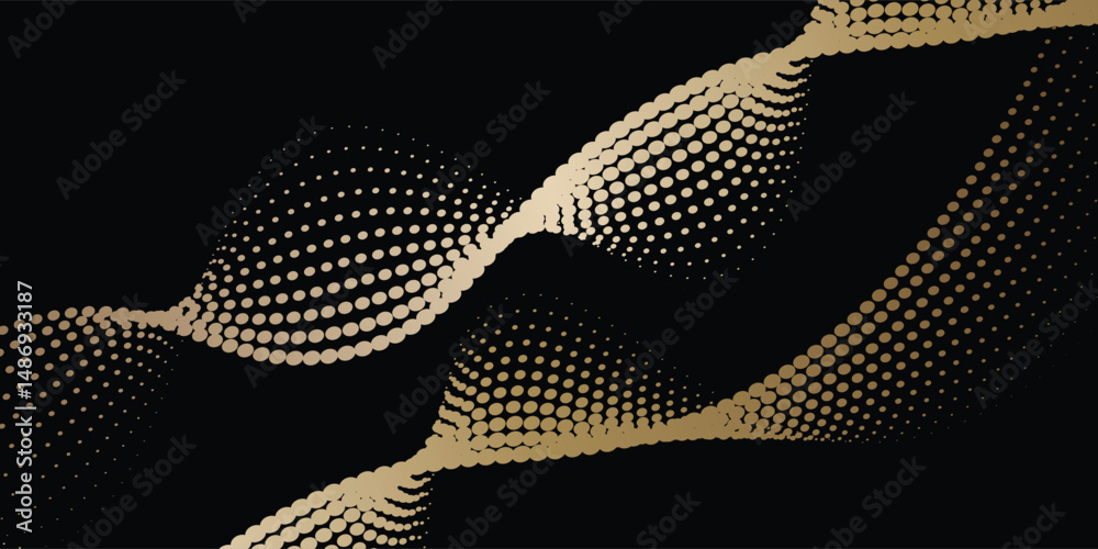 Poster abstract vector wavy lines flowing smooth curve gold gradient isolated on black background