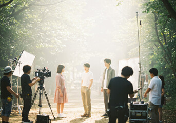映画の撮影風景をブラーでとらえた写真