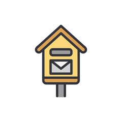 Stylized Yellow Mailbox Icon With Closed Envelope Vector Illustration