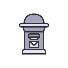 Stylized Lilac Postbox With An Envelope Icon On Transparent