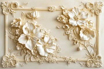 Ornate, decorative floral relief panel on a light beige surface.
