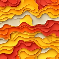 Abstract layered waves in red, orange, and yellow