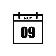 calender icon, 09 november icon with white background
