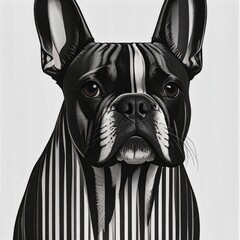 French Bulldog in bold lines technique