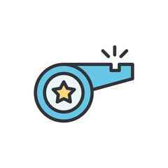 Blue Whistle With A Star Emblem Isolated On A Transparent Layer