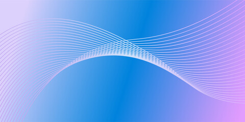 Abstract blue gradient background with shining lines waves. Minimalist background for banner, poster, cover, brochure, flyer, website
