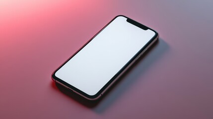 Smartphone Mockup Blank White Screen on Red Gradient Background