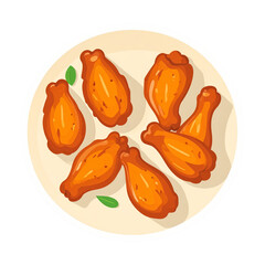 Delicious Crispy Chicken Wings Served on a Plate A Top View Food Image