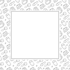 school frame. doodle education square frame. hand drawn school and education frame background. school background