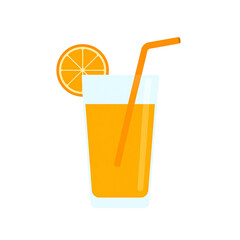 Refreshing Glass of Orange Juice with Straw and Slice