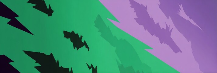 Fototapeta premium Abstract Victory Day backdrop with bold forest green and lavender split, dynamic jagged shapes, and wispy lines. Ultra-clean vector style, no text, perfect for events and branding!