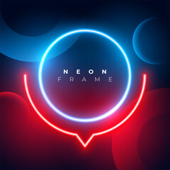 blue and red empty neon frame background design
