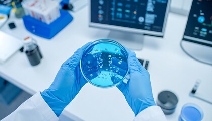 Petri Dish with Bacteria in Lab