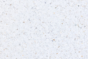 Terrazzo seamless texture background. New clean white bright and regularly. Small gray gravel mixed with mortar cement. Polished smooth for flooring, wall or cladding to decoration interior exterior.
