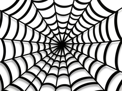 Spider web drawing with classic radial net and central anchor point, suitable for spooky projects, Halloween templates, vector illustrations, natural web studies, and creative graphic compositions.