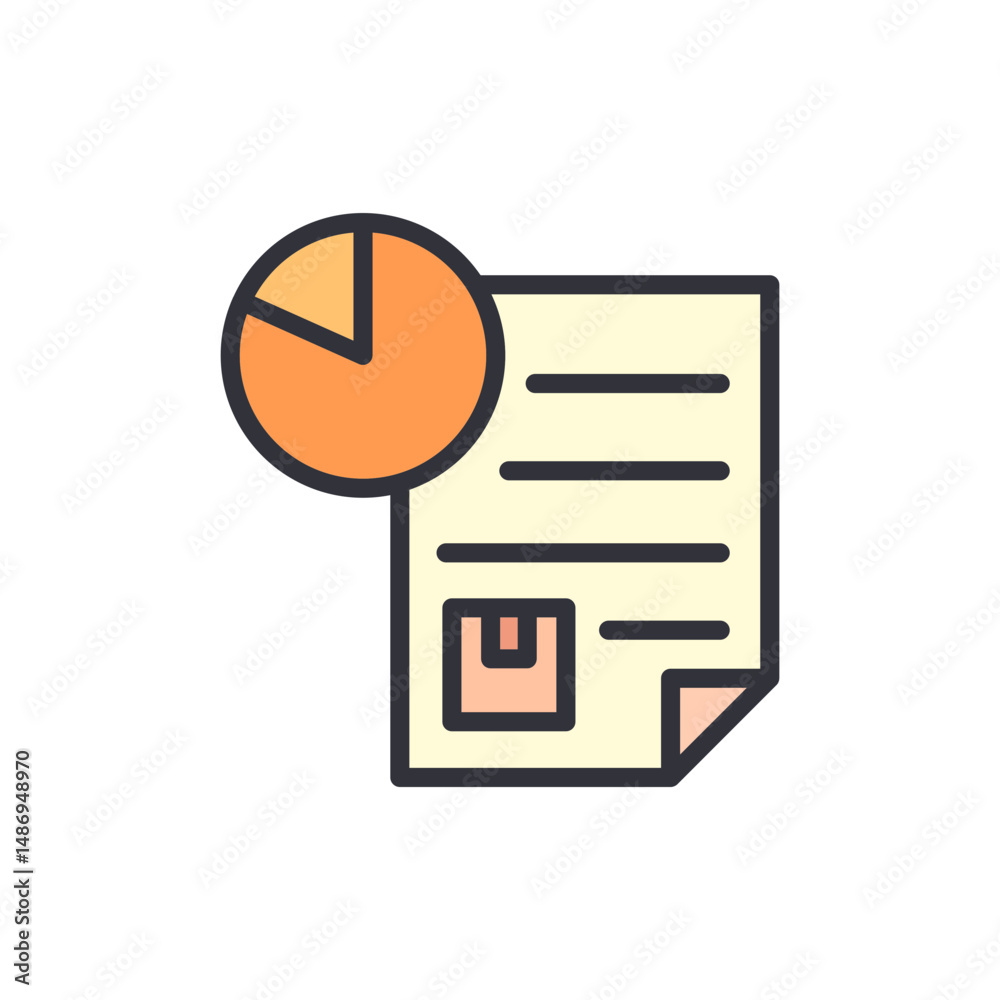 Poster analyzing business performance using pie chart with delivery icon