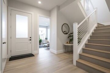 Fototapeta premium Modern Minimalist Home Entrance with Stairs