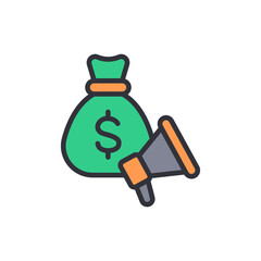 Money Bag And Megaphone Illustration Promoting Financial Growth