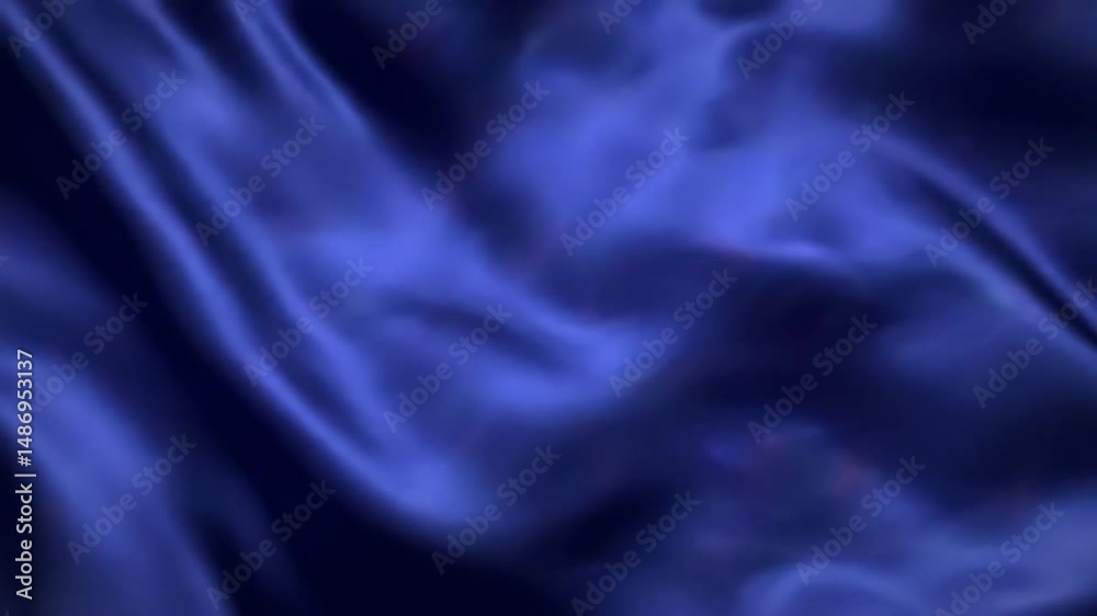 Poster flowing deep blue silk fabric with subtle light and shadow effects